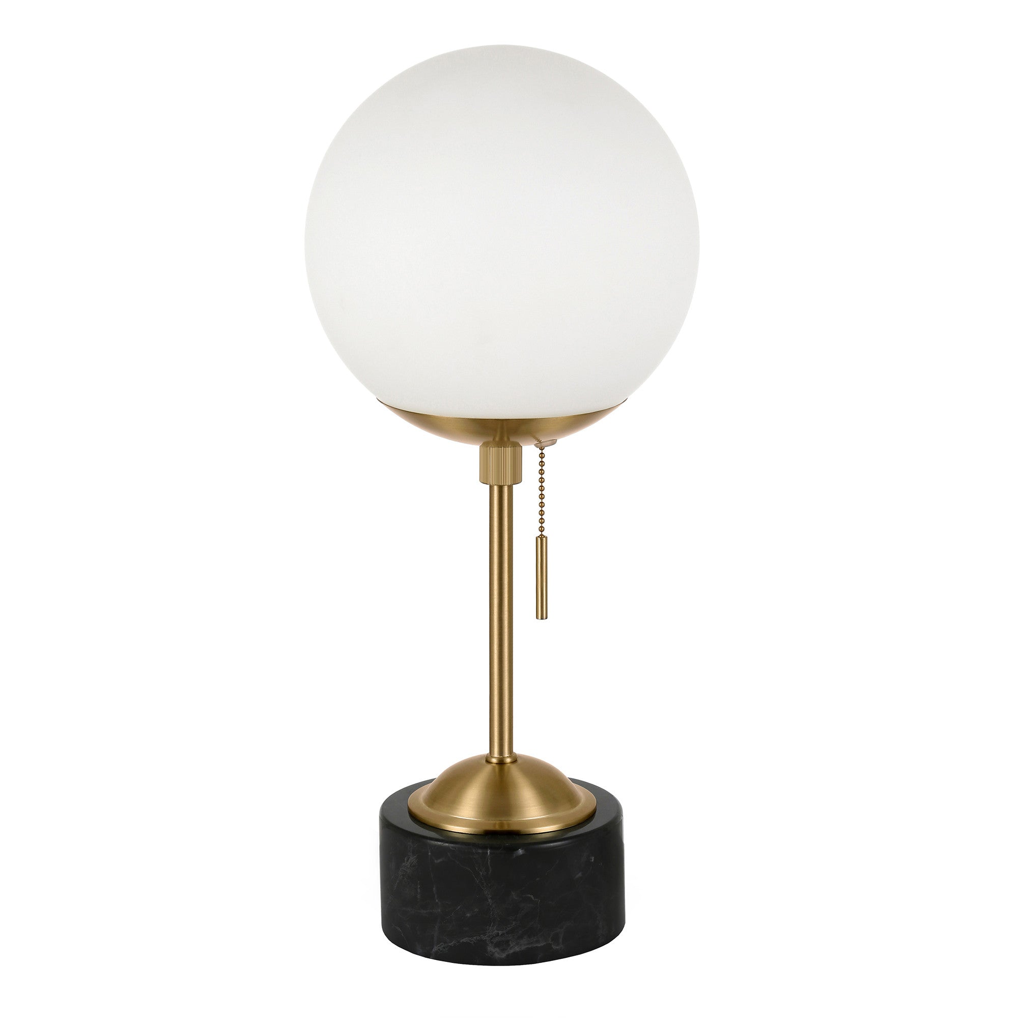 18 Black and Gold Marble Globe Table Lamp With White Globe Shade