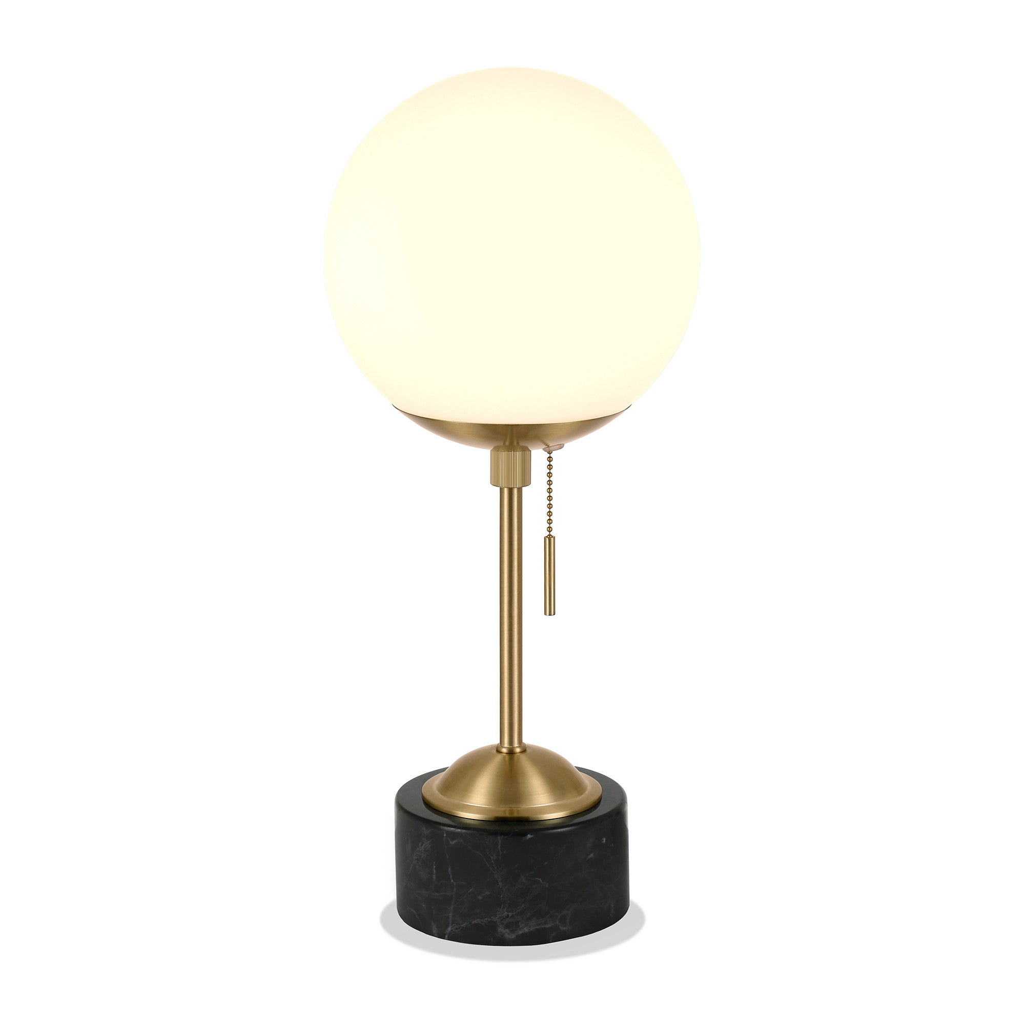 18 Black and Gold Marble Globe Table Lamp With White Globe Shade