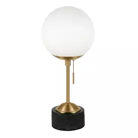 18 Black and Gold Marble Globe Table Lamp With White Globe Shade