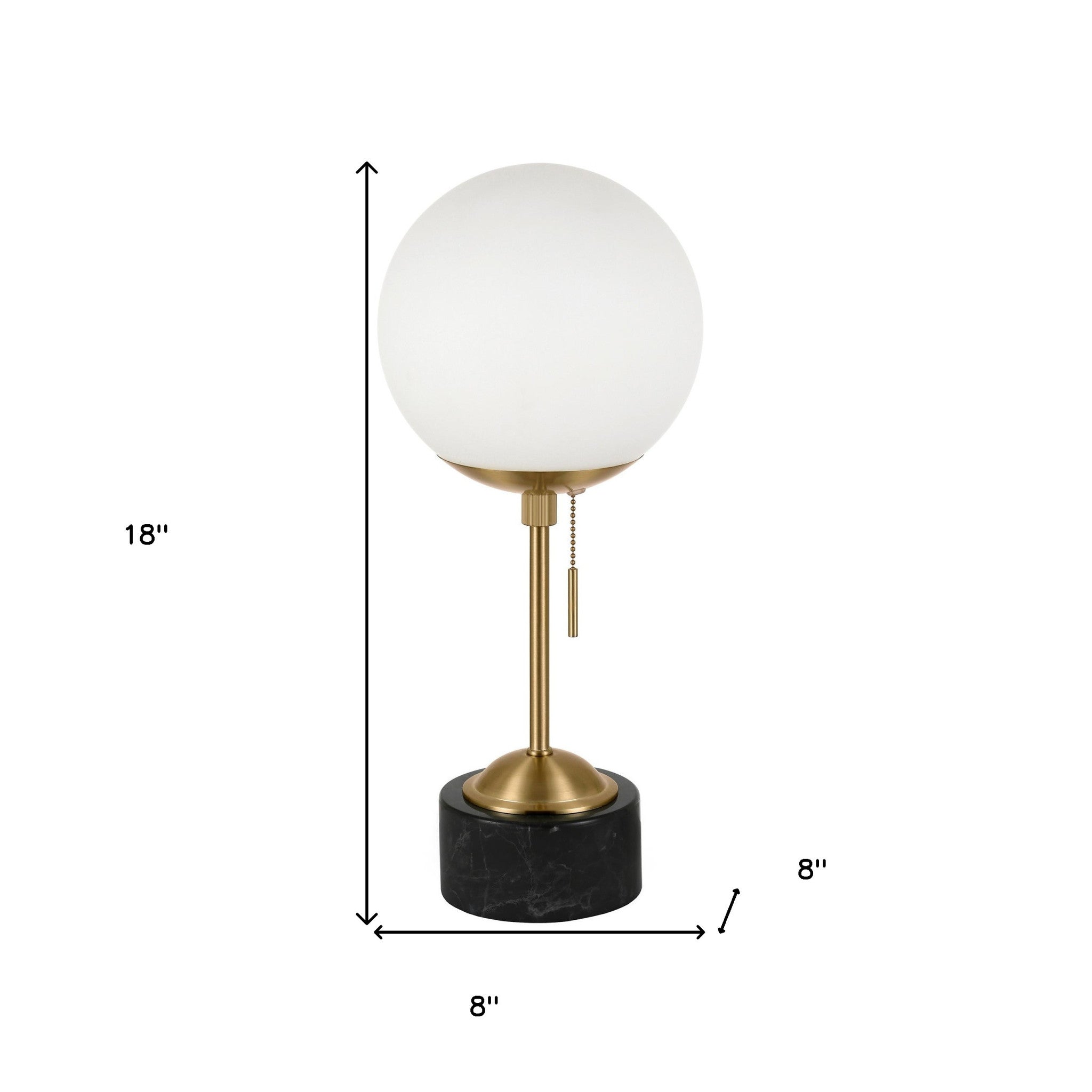 18 Black and Gold Marble Globe Table Lamp With White Globe Shade