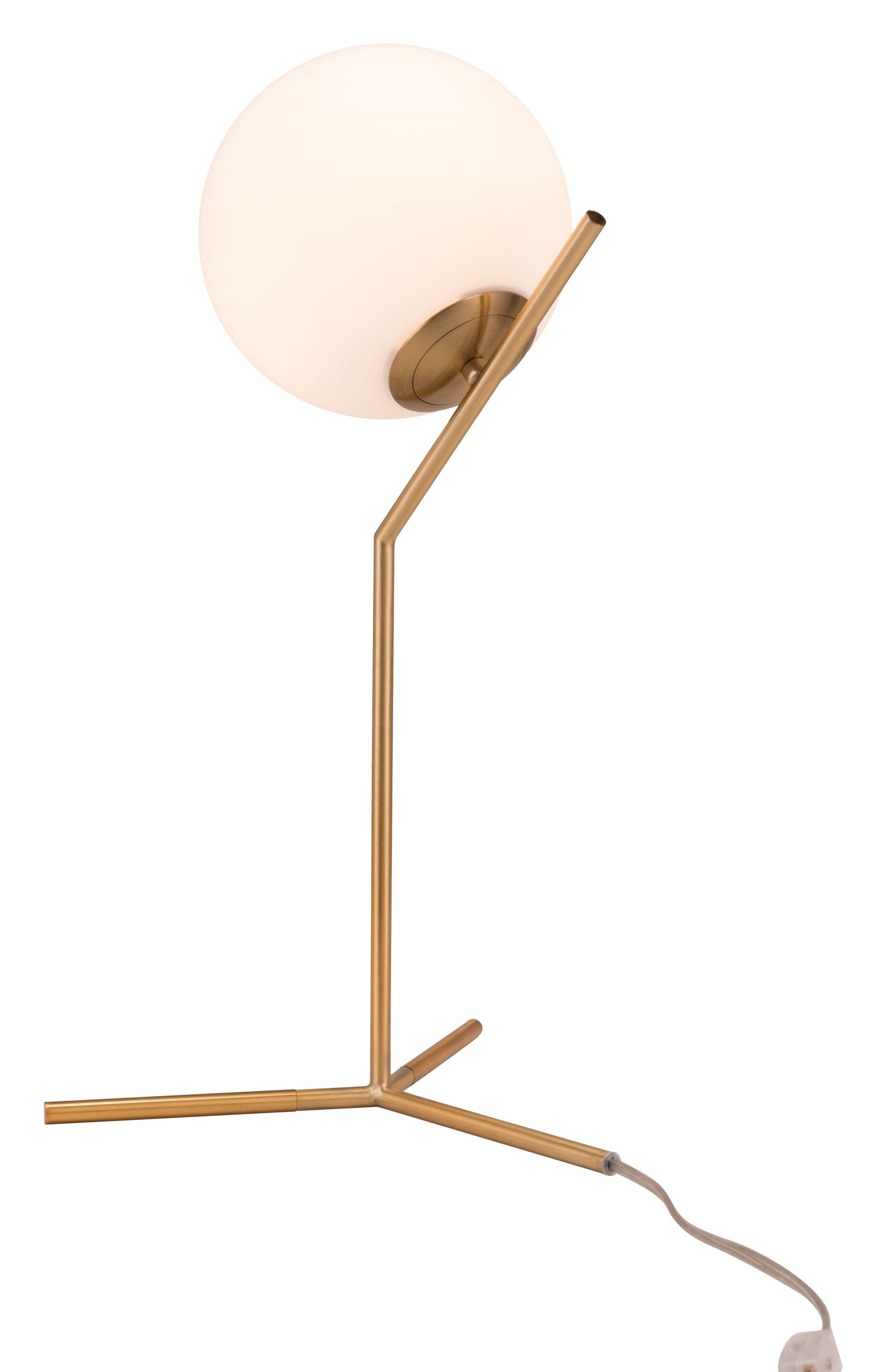 22 Gold Metal Bedside Table Lamp With Off White Globe Shade