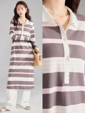 2type Border Long Casual I-Line Polo-One-Piece