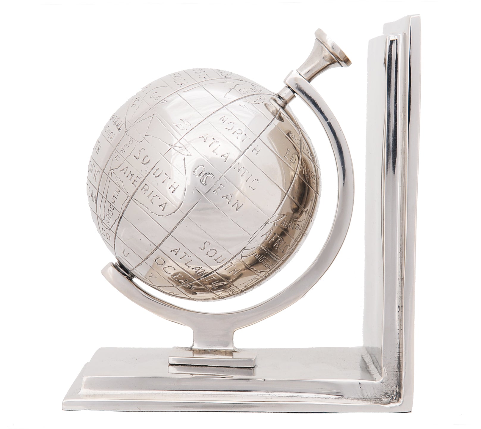 4.5 X 6.75 X 7.75 Alum Globe Bookend Set Of Two