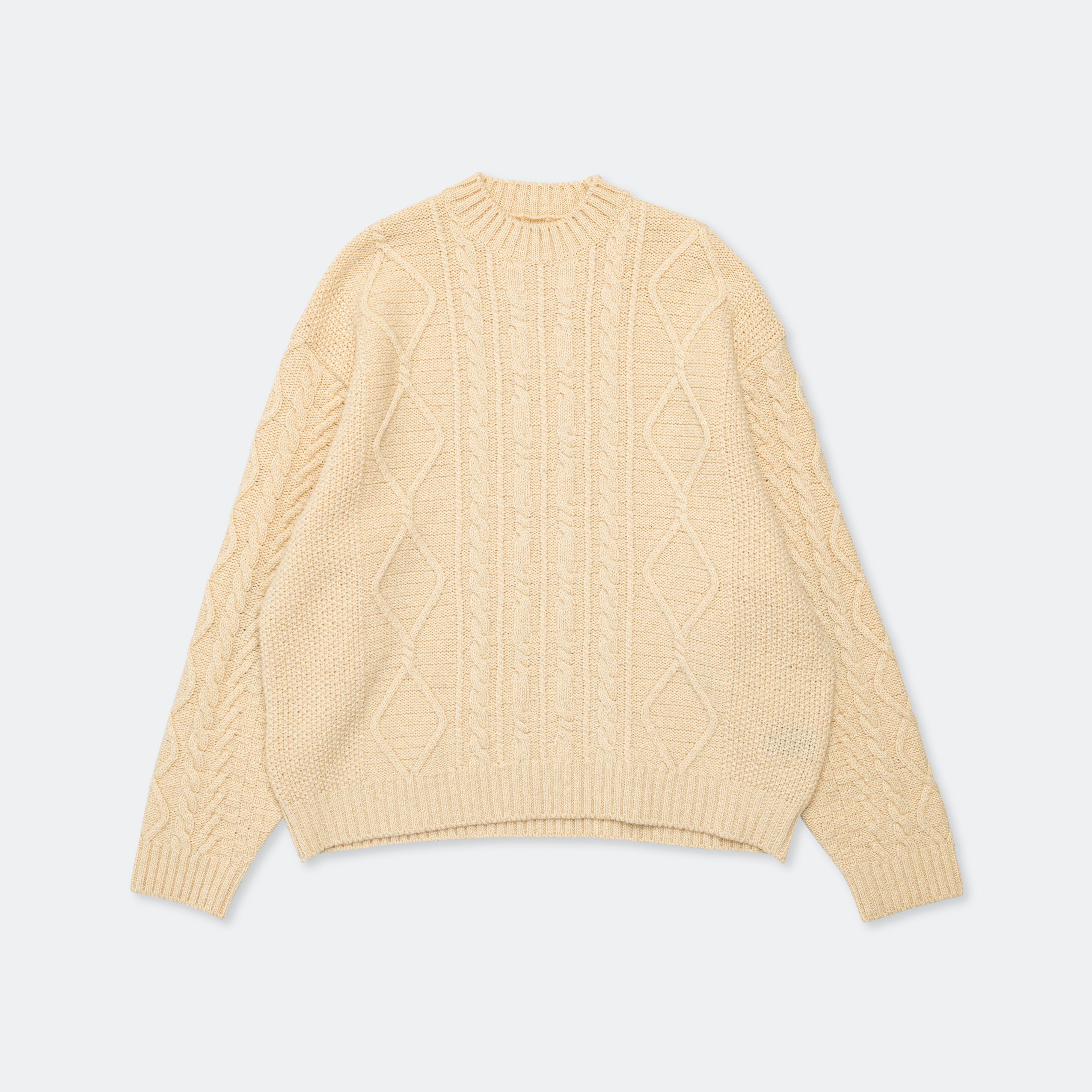 5G Wool Cable Knit PROFILE RAINBOWY Patch Sweater - Nat