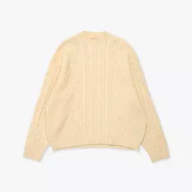 5G Wool Cable Knit PROFILE RAINBOWY Patch Sweater - Nat