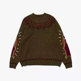 5G Wool Elbow VIRGIN MARY Nordic Sweater - Khaki