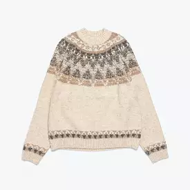 5G Wool NORDIC SMILIE Patch Raglan Sweater - Ecru