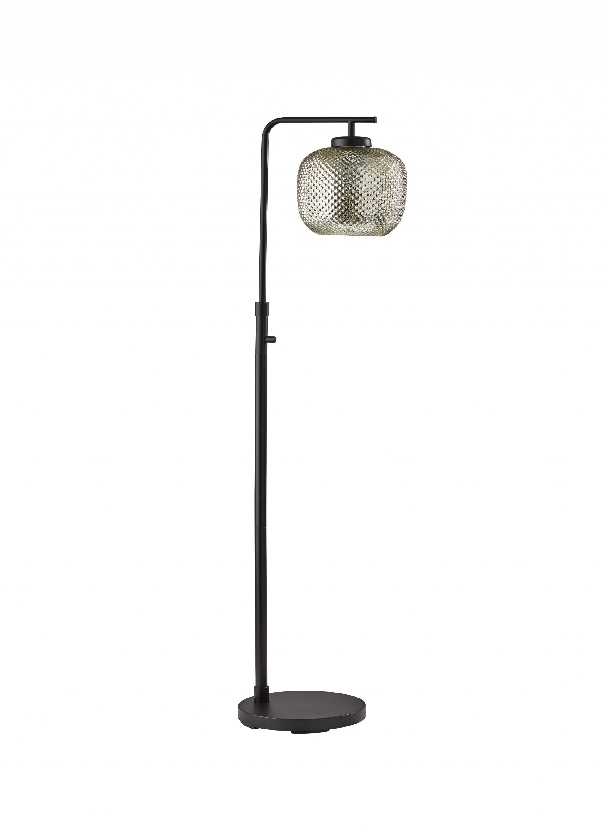 60 Antiqued Bronze Floor Lamp With Textured Mercury Glass Globe Shade