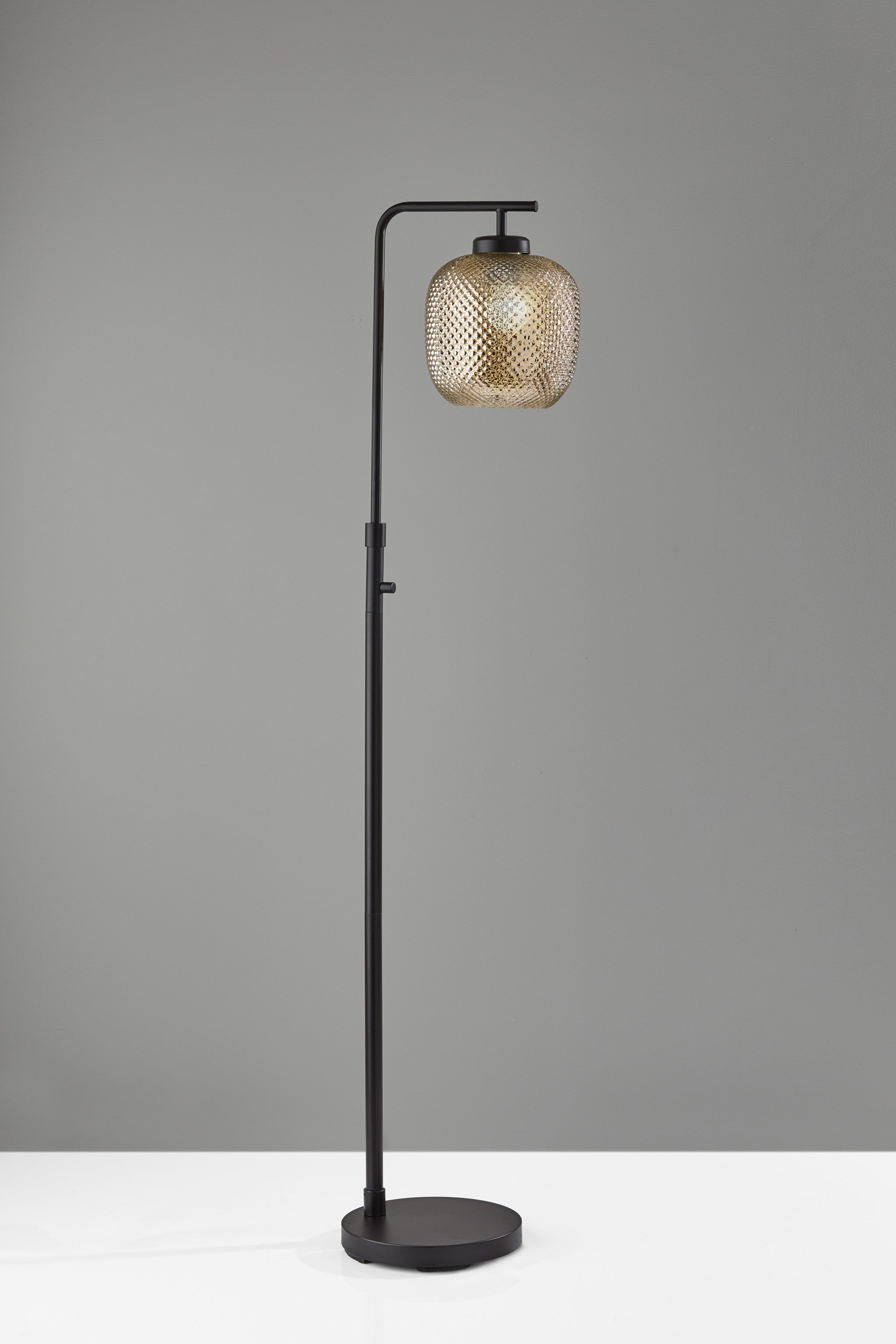 60 Antiqued Bronze Floor Lamp With Textured Mercury Glass Globe Shade