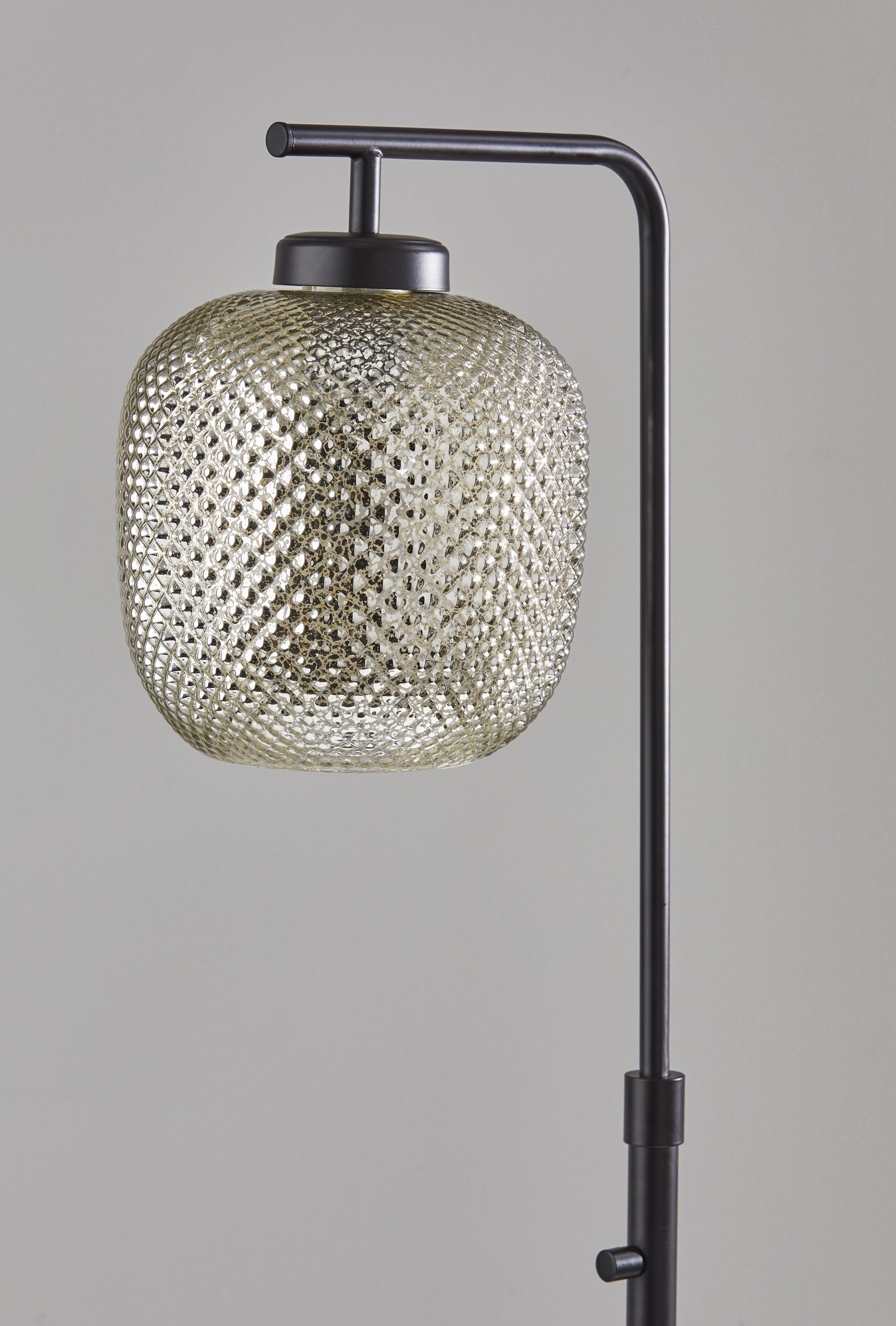 60 Antiqued Bronze Floor Lamp With Textured Mercury Glass Globe Shade