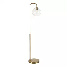 62 Brass Arched Floor Lamp With Clear Transparent Glass Globe Shade