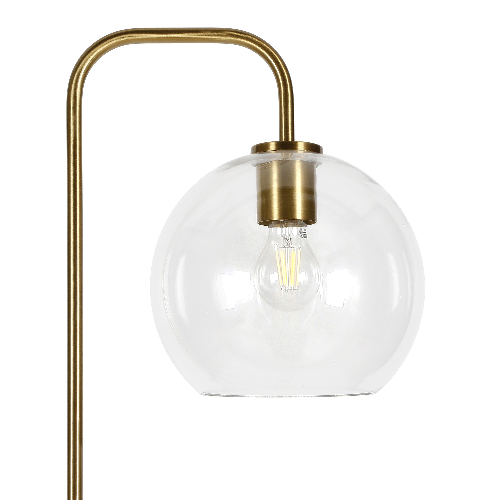 62 Brass Arched Floor Lamp With Clear Transparent Glass Globe Shade