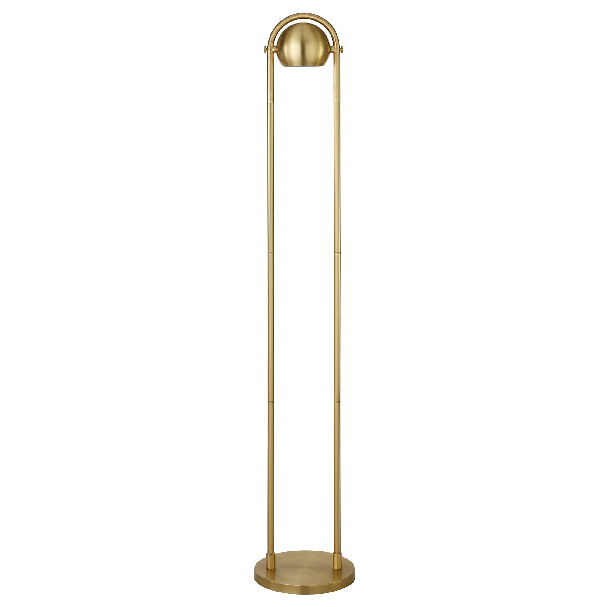 64 Brass Column Floor Lamp With Gold Globe Shade