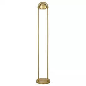 64 Brass Column Floor Lamp With Gold Globe Shade