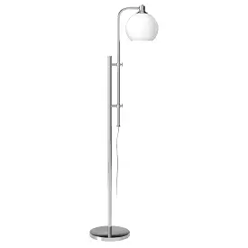 68 Nickel Adjustable Reading Floor Lamp With White Frosted Glass Globe Shade