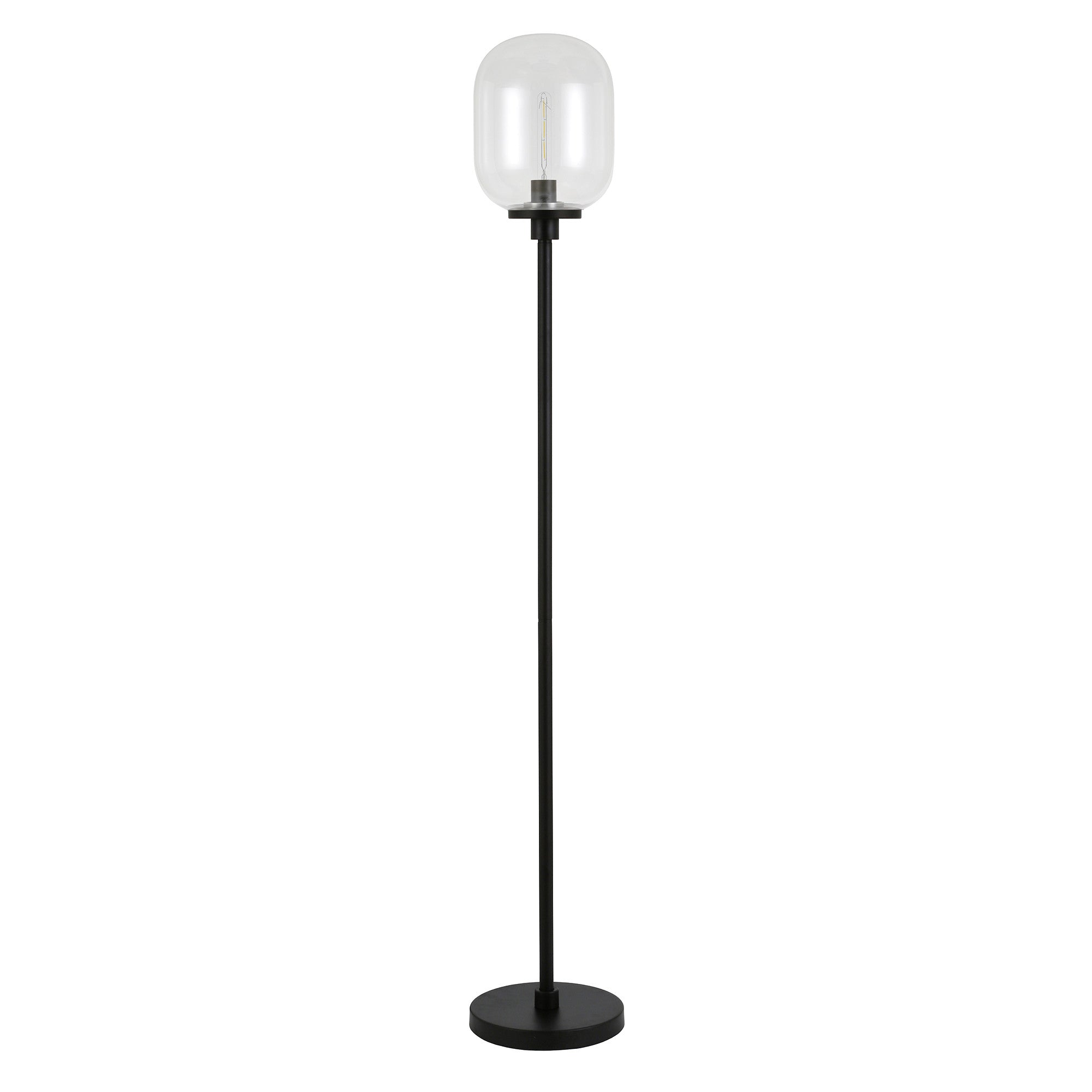 69 Black Novelty Floor Lamp With Clear Seeded Glass Globe Shade