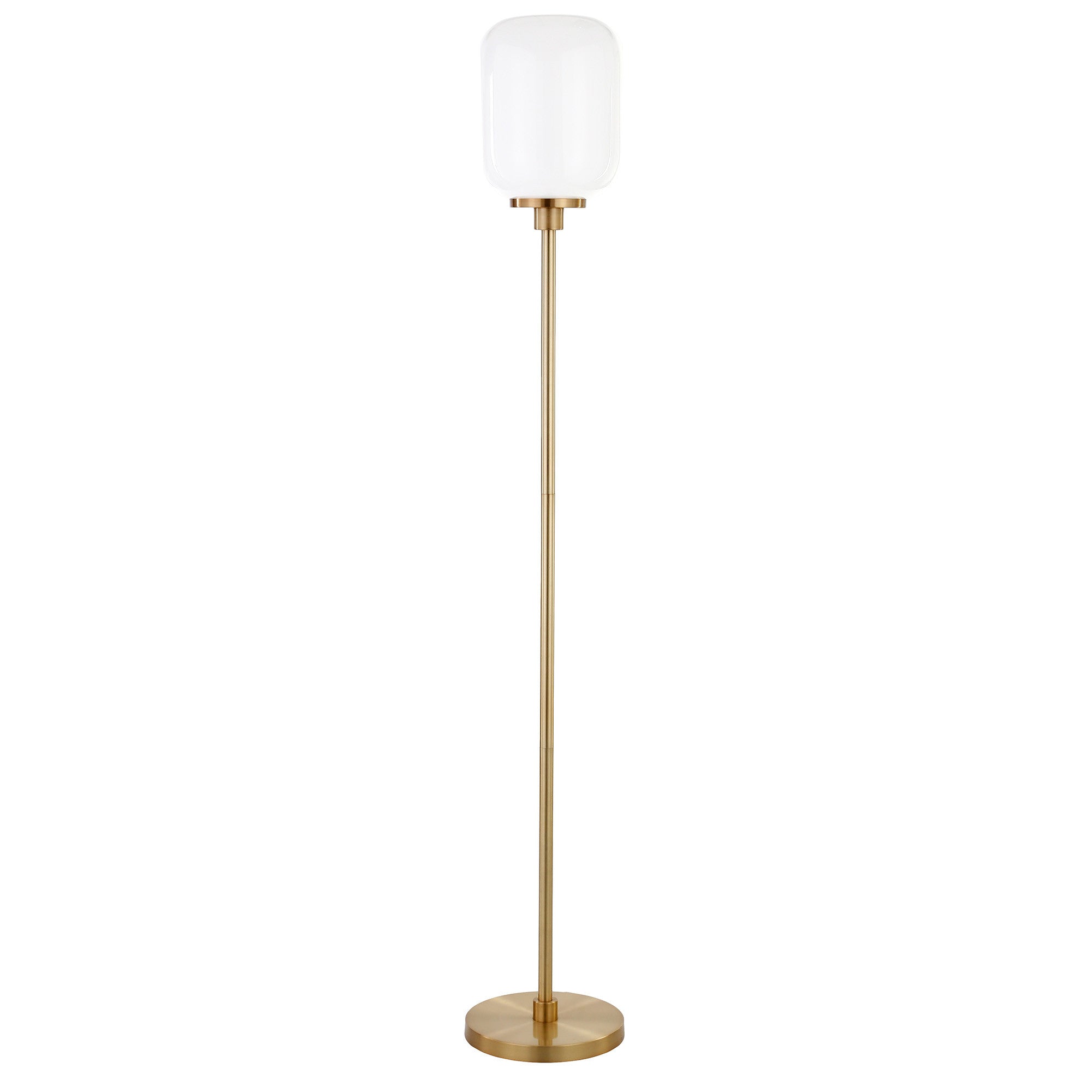 69 Brass Novelty Floor Lamp With White Frosted Glass Globe Shade