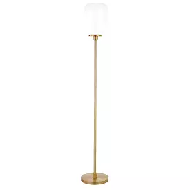 69 Brass Novelty Floor Lamp With White Frosted Glass Globe Shade