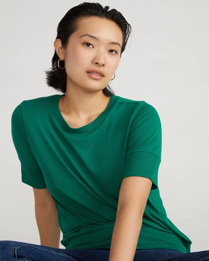 Aimee Liquid Jersey Rib Hem Tee - Lily Pad