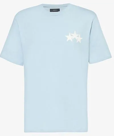 Amiri Mens Ocean Sky Three Star short-sleeves relaxed-fit cotton-jersey T-shirt