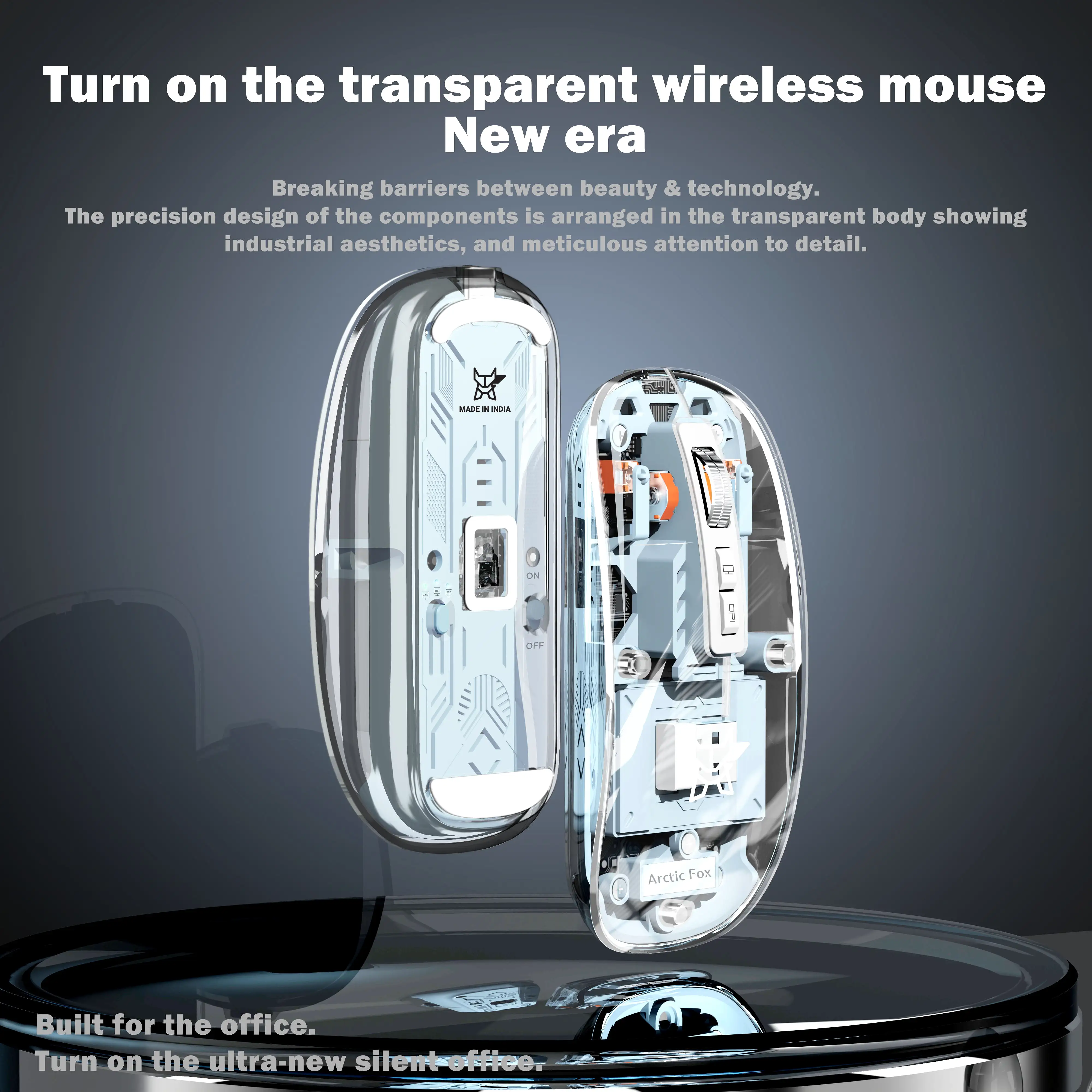 Arctic Fox Pureview Transparent Wireless and Bluetooth Rechargeable Mouse