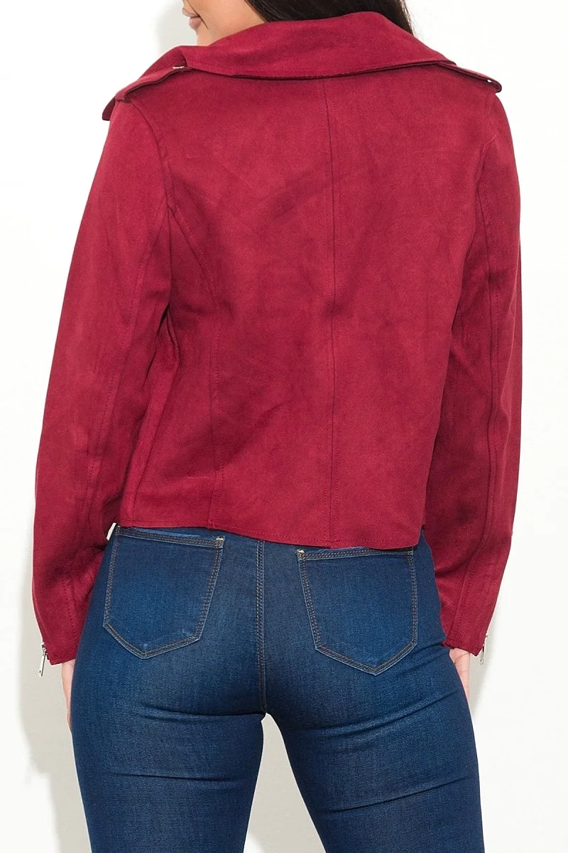 Baily Faux Suede Jacket Burgundy