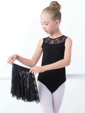 Ballet Dance Costumes Black Sleeveless Ballerina Leotards With Skirt