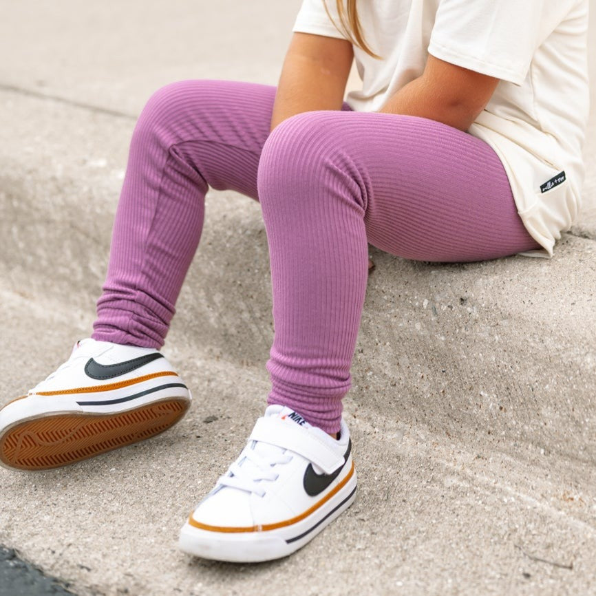 BAMBOO RIB LEGGINGS- Plum