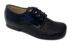 Beberlis Boys Black Georgia Textured Oxford Dress Shoes