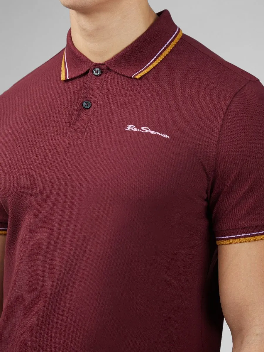 Ben Sherman Casual Short Sleeve Polo Shirt Port