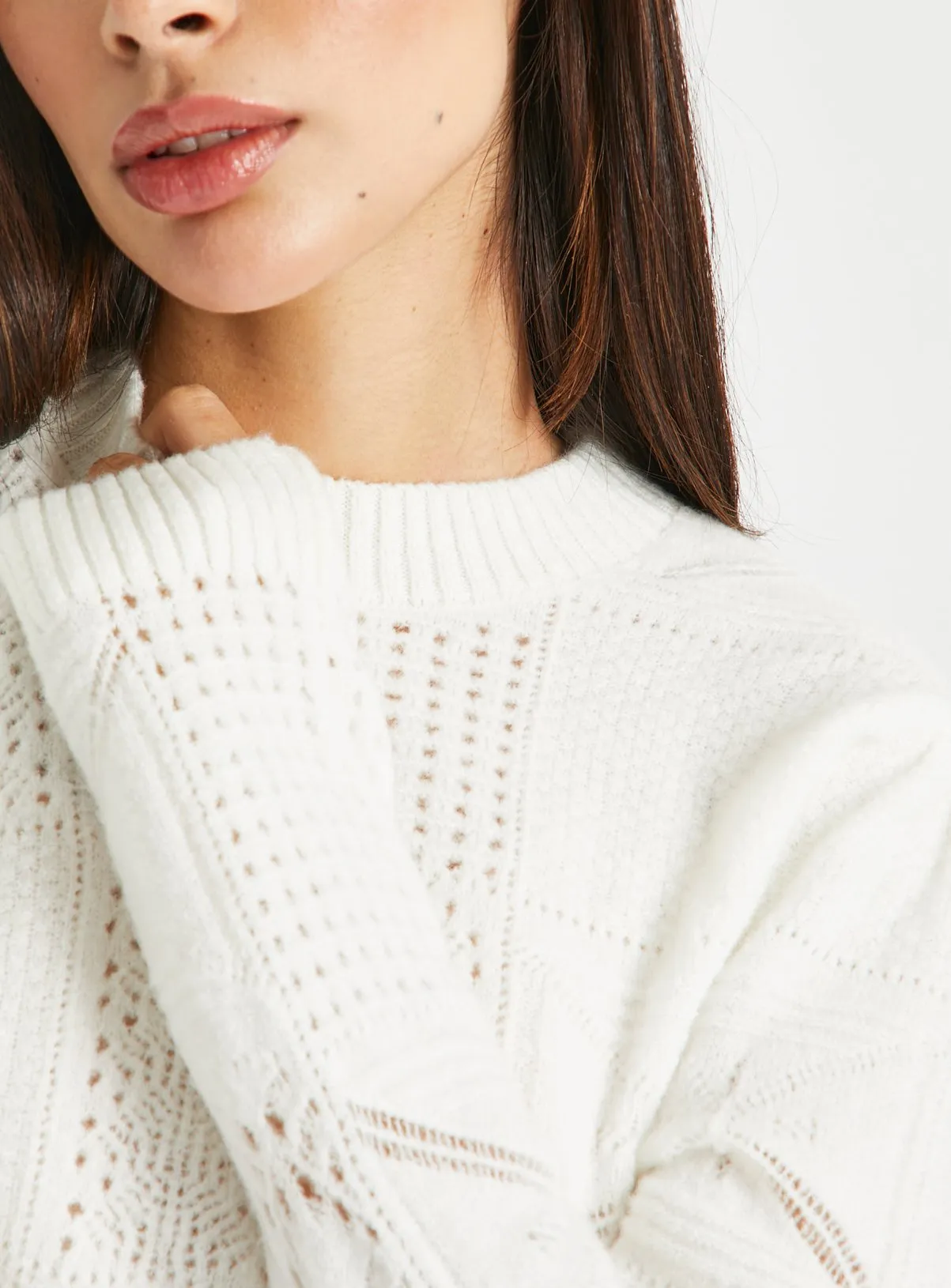 Buy Cream Patchwork Pointelle Crew Neck Jumper 18 | Jumpers | Tu