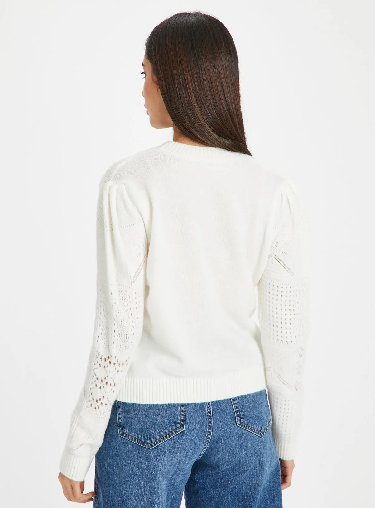 Buy Cream Patchwork Pointelle Crew Neck Jumper 18 | Jumpers | Tu