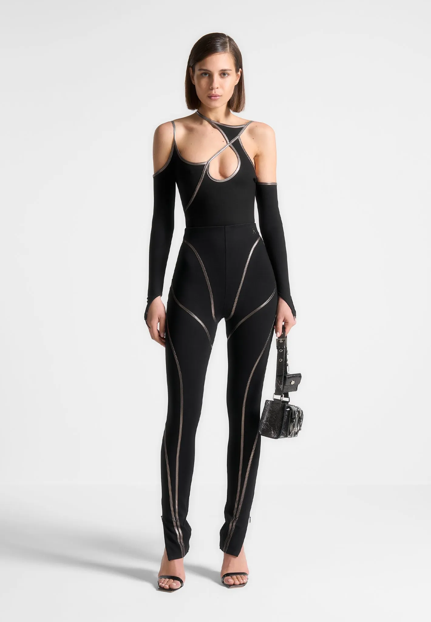 Chrome Piped Contour Leggings - Black