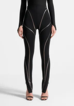 Chrome Piped Contour Leggings - Black