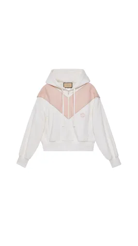 Cotton Jersey Zip Sweatshirt With Patch - White