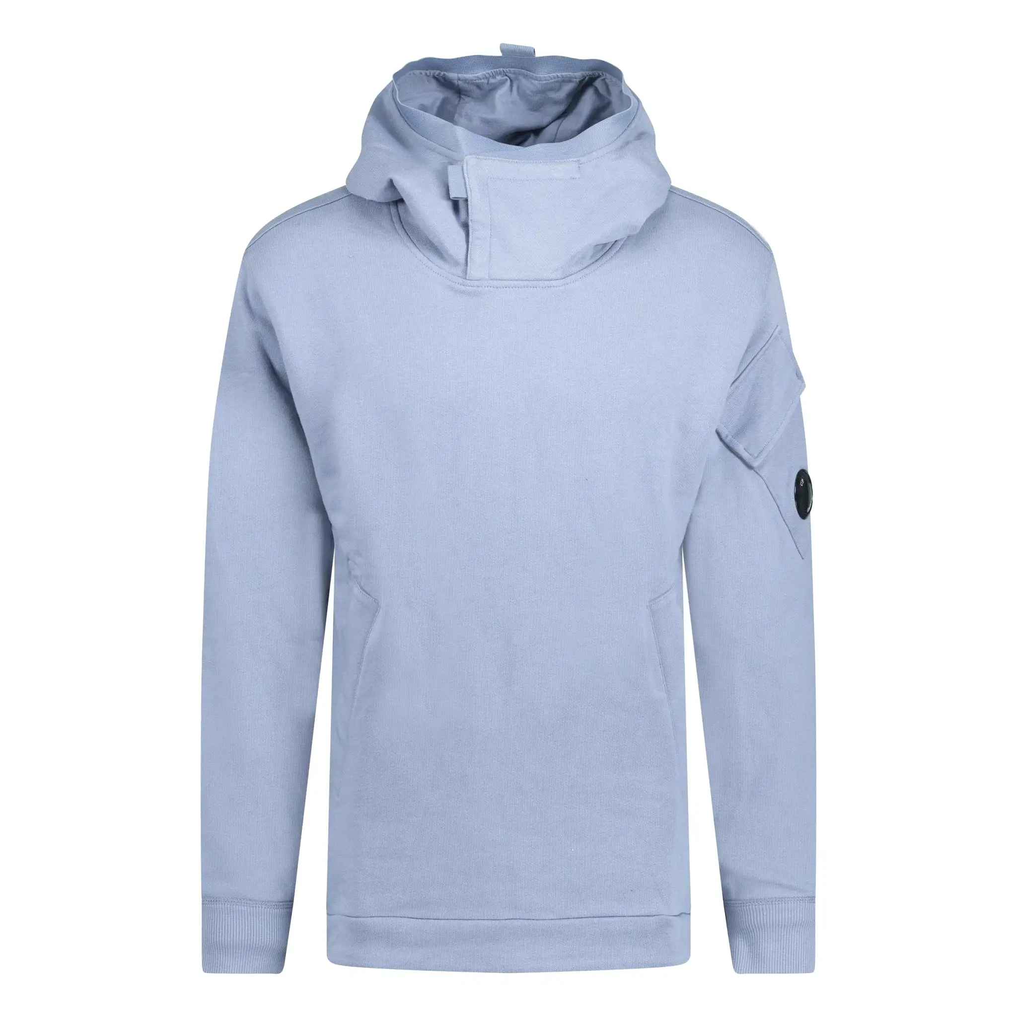 CP COMPANY BUTTON UP NECK LENS HOODIE LIGHT BLUE