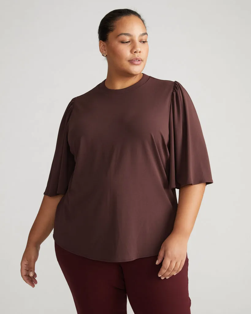 Crepe Jersey Capelet Blouse - Brulee