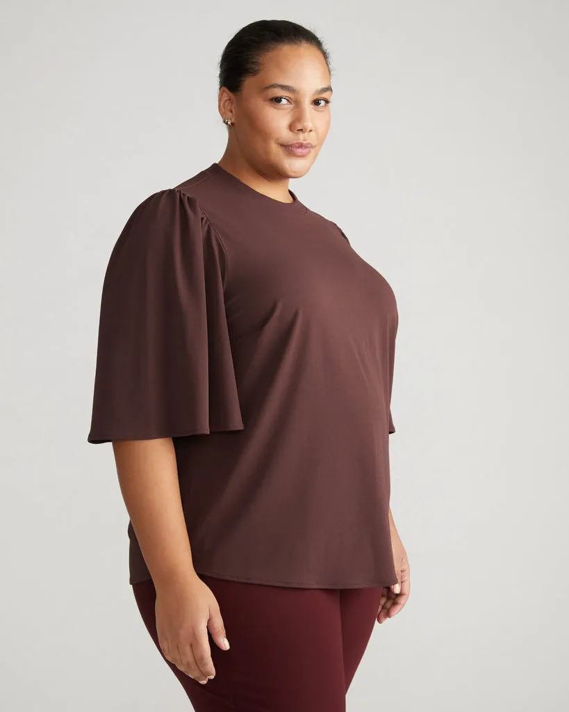 Crepe Jersey Capelet Blouse - Brulee