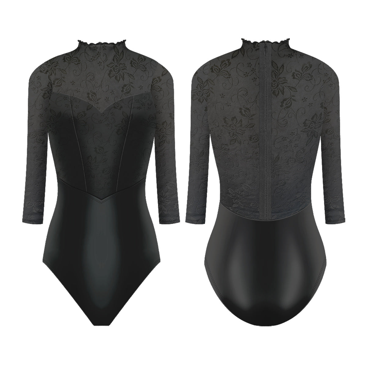 Danse de Paris Snowflake Leotard - Ebony Lace