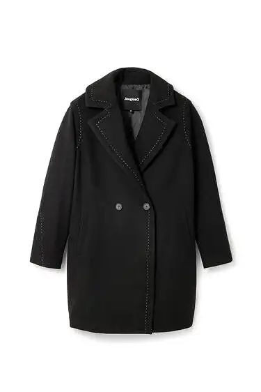 Desigual Stitching Wool Back Coat