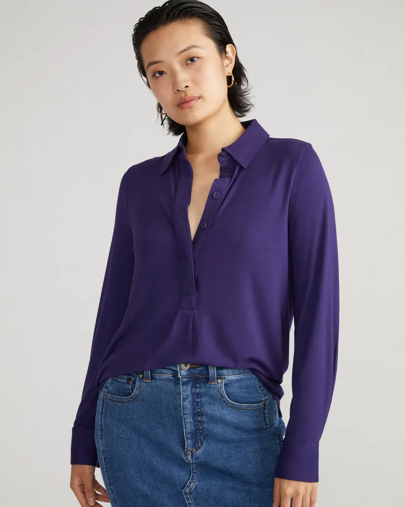 Elbe Popover Liquid Jersey Shirt Classic Fit - Cosmic Purple