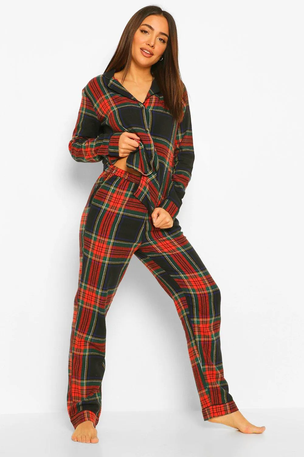 Flannel Print Christmas Pajamas Pants Set