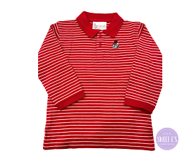 Game Day - Georiga Bulldog Stripe LS Polo