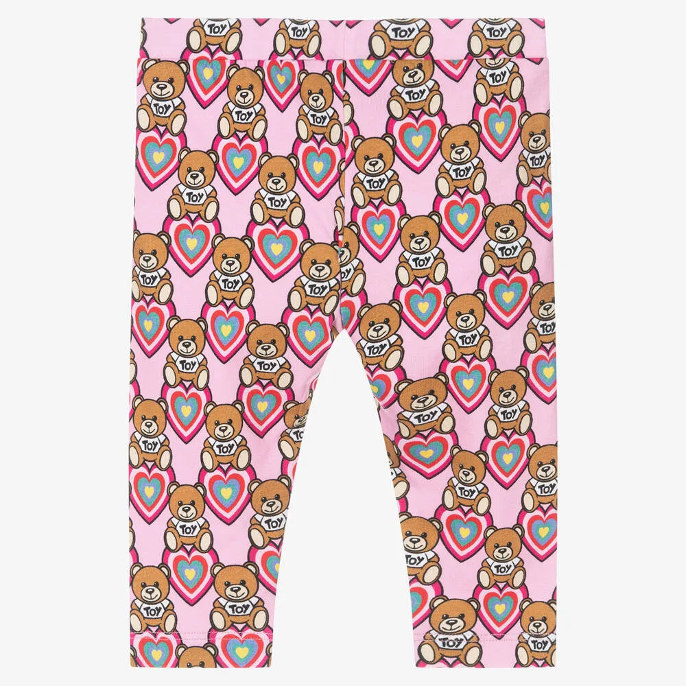 Girls Pink Cotton Leggings