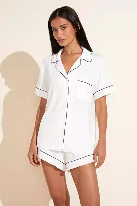 Gisele Relaxed Short PJ Set | Ivory/Navy