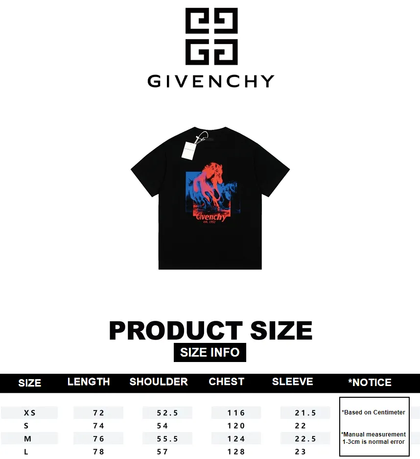 Givenchy 23ss 1952 Horse Logo Short Sleeve T-Shirt Black 6.14