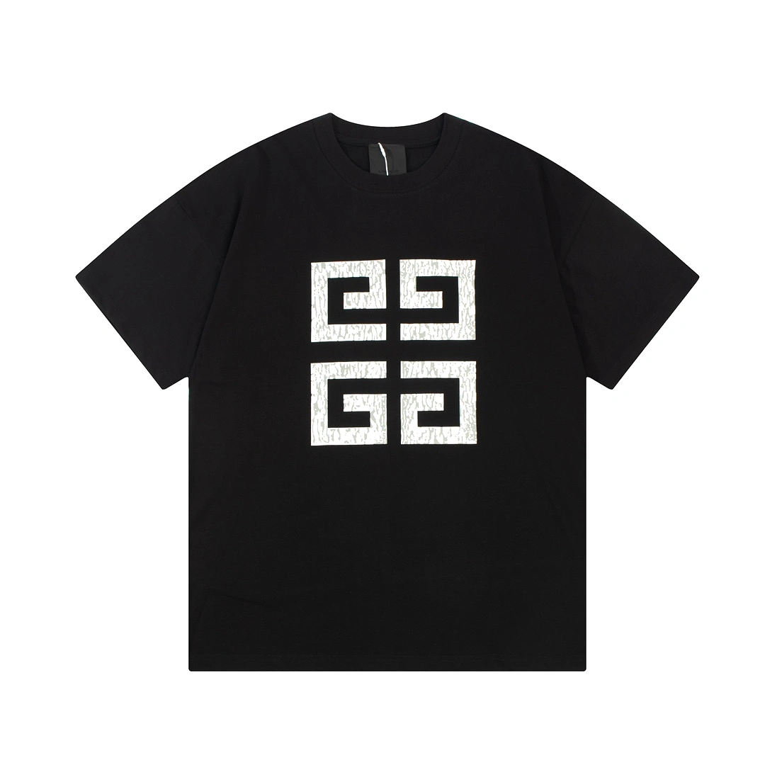 Givenchy four-square letter print large LOGO short-sleeved T-shirt Black 1.3