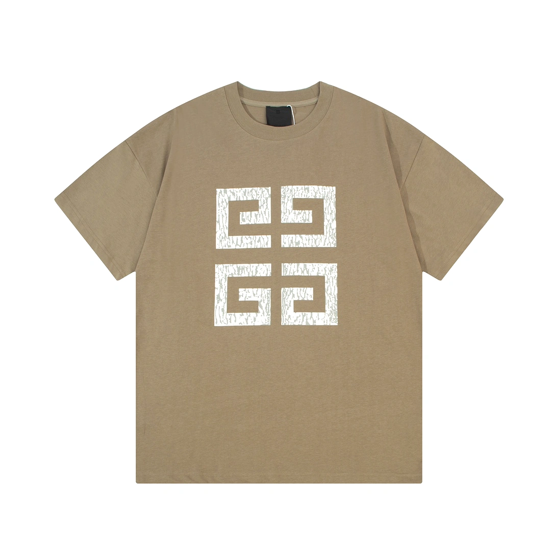 Givenchy four-square letter print large LOGO short-sleeved T-shirt Brown 1.3