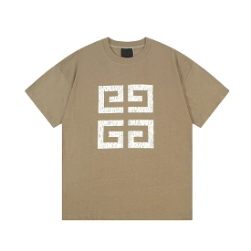 Givenchy four-square letter print large LOGO short-sleeved T-shirt Brown 1.3