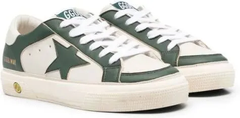 Golden Goose Kids May star-patch leather sneakers Green